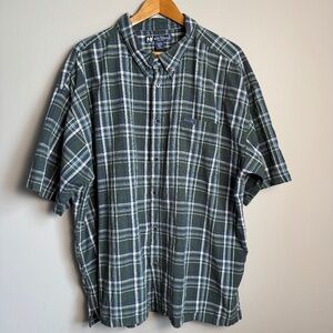 Big Dogs Men's Plaid Vintage Button Up Short Sleeve Cotton Shirt Green Size 3X‎